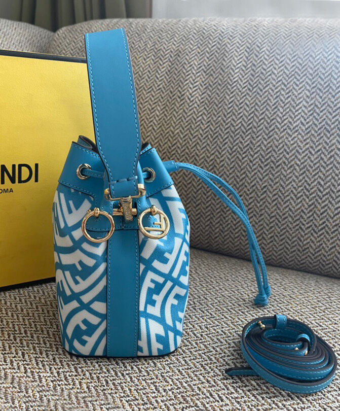 Fendi Mon Tresor Glazed Canvas Mini Bag 8BS010 Blue